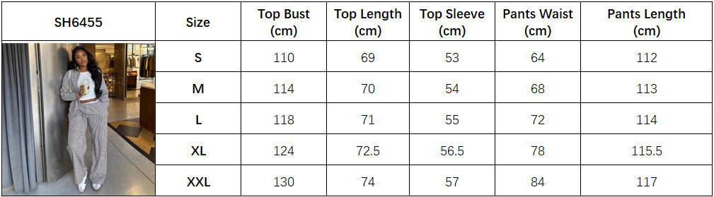 African Women long-sleeved striped shirt and contrasting wide-leg pants casual two-piece set 6