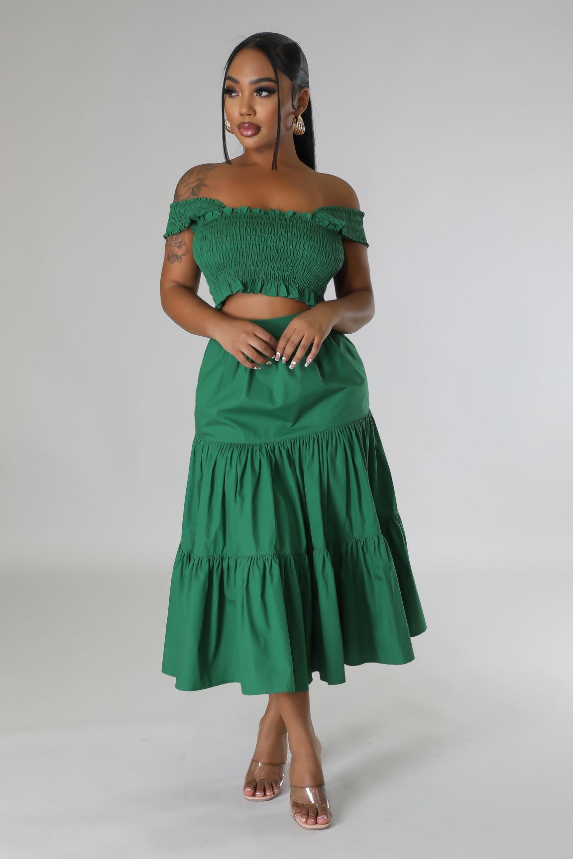 Women Chest Wrap Top and Pocket Skirt Two-piece Set 8