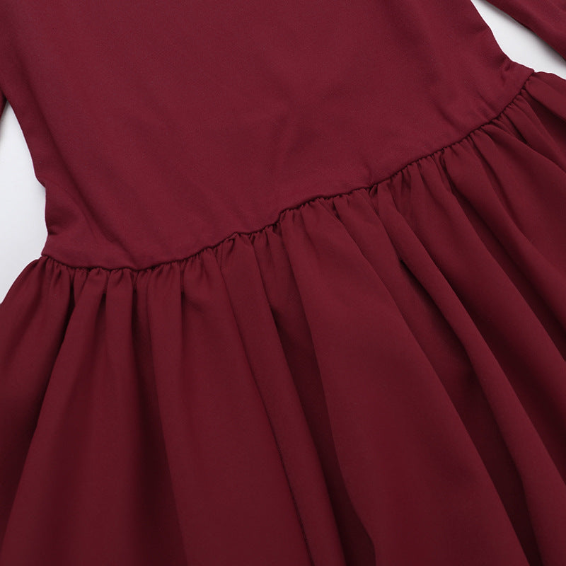 Women Elegant flower bud backless long sleeve dress 13