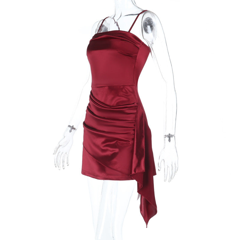 Solid Color Strap Mini Party Dress Cocktail Dress 12