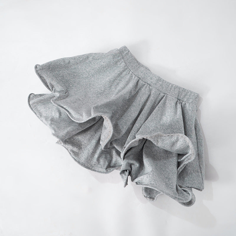 Spring Solid Color Puffy High Waist Mini Skirt 11