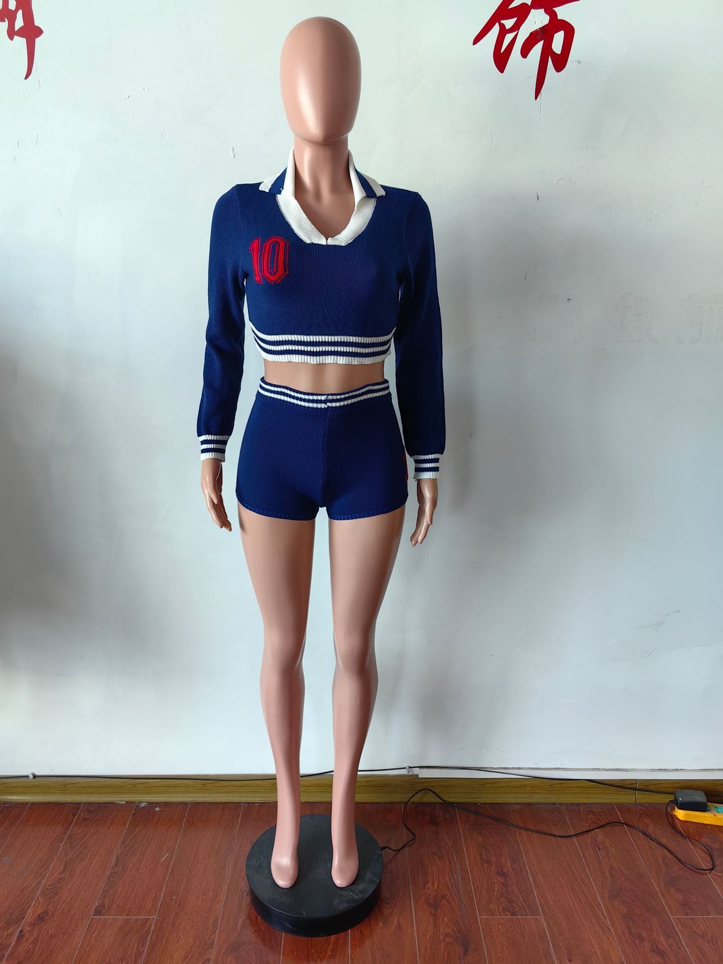 Sports Long Sleeve Shorts Sweater Shorts Set 7