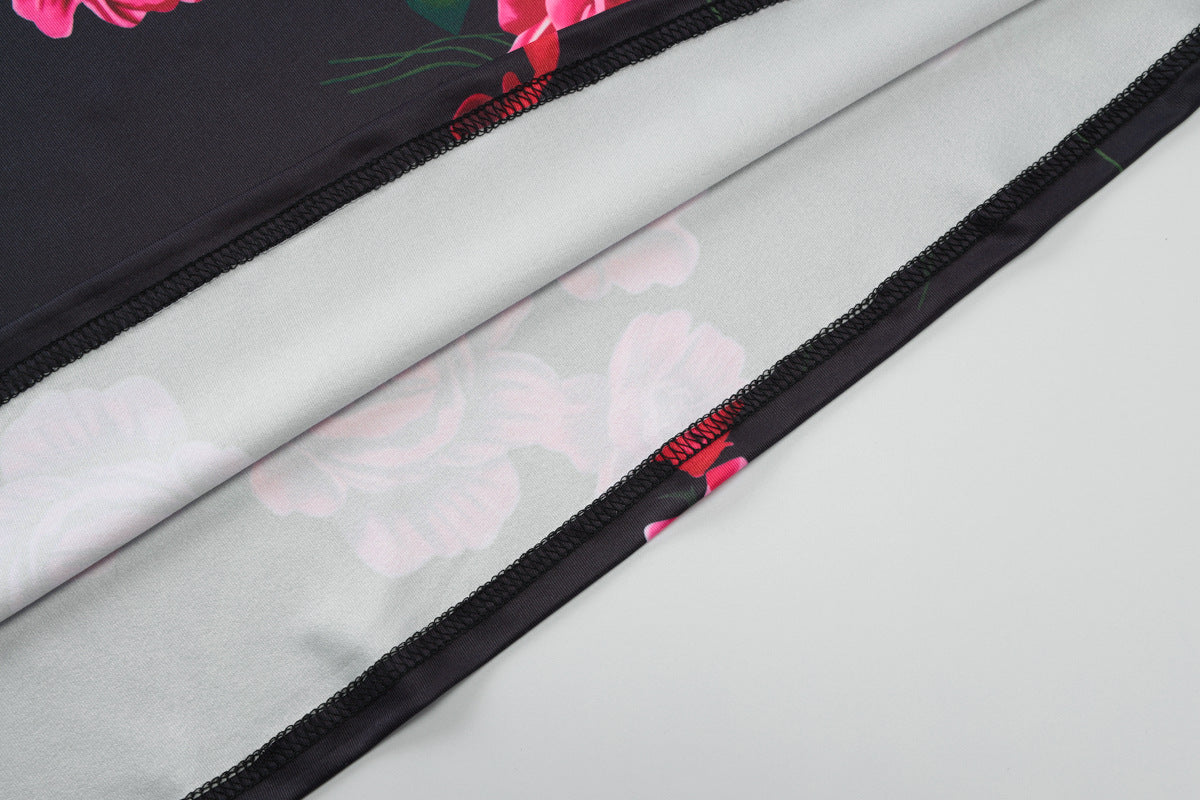 Women Spring Flower Print Sexy Backless Lace-Up Dress 14