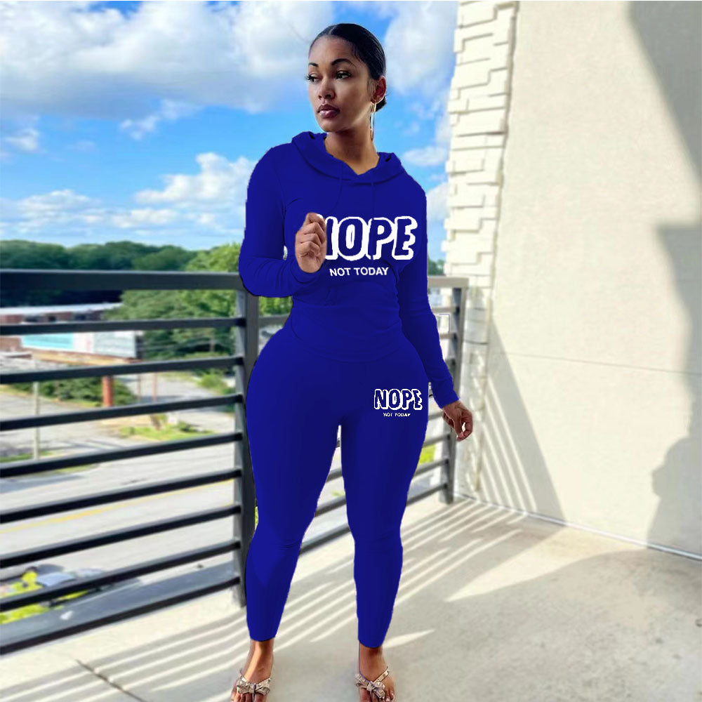 Plus Size Women's Sexy Fashion Printed Sports Two-Piece Pants Set 8