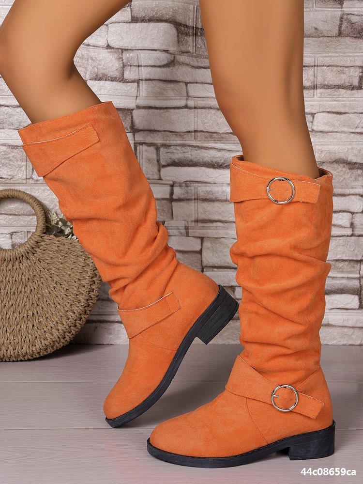 Plus-Size Women Block-Heeled Slimming Boots 4