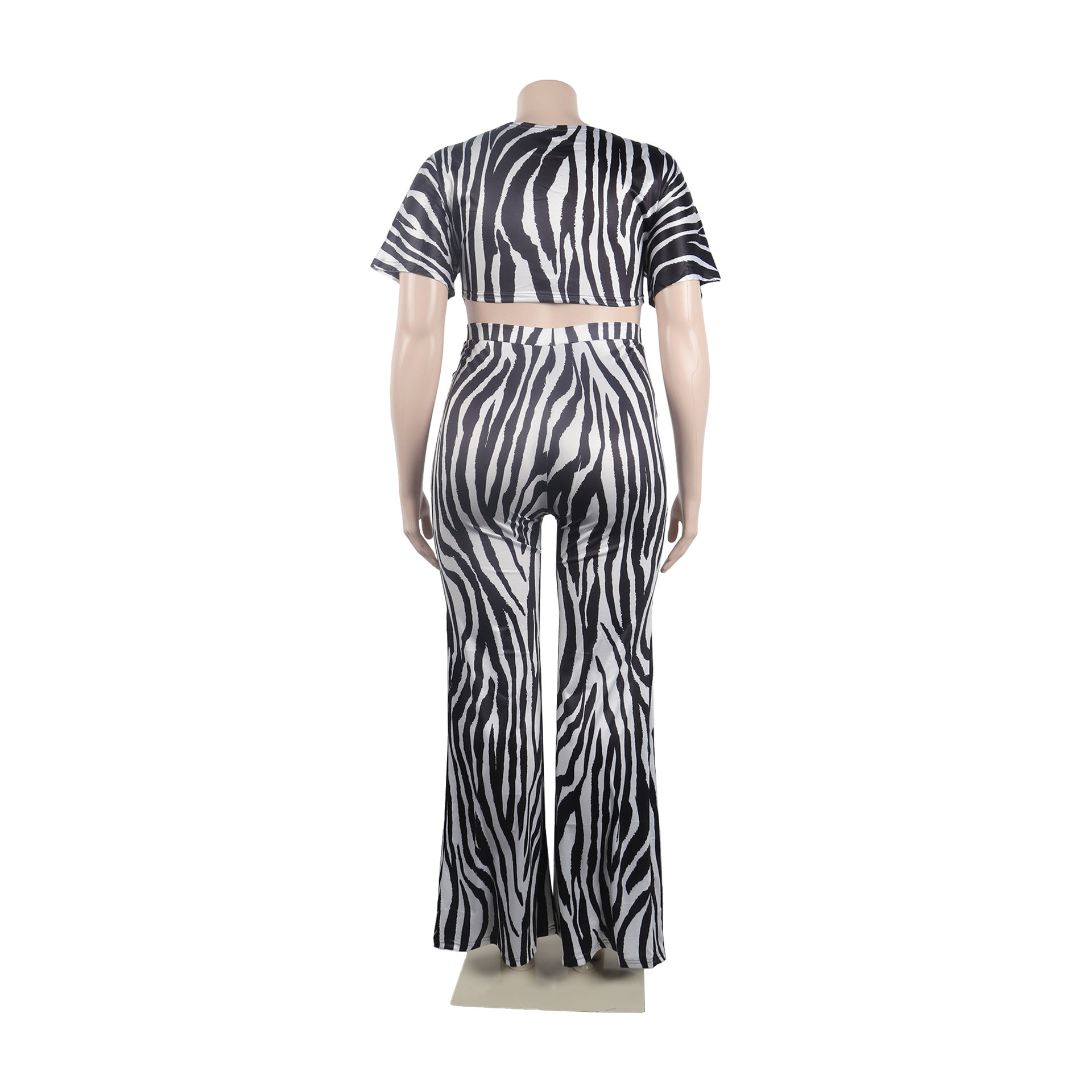 Sexy zebra print bootcut two-piece trouser suit 11