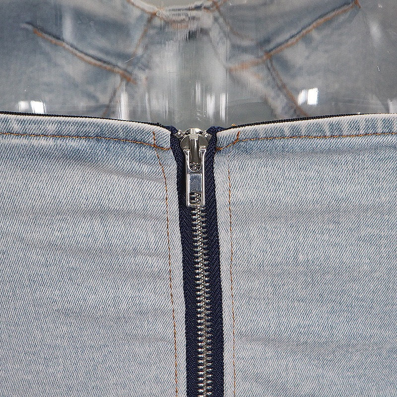 Summer Fashion Strapless Casual Stretch Denim Two-Piece Pants Set 20