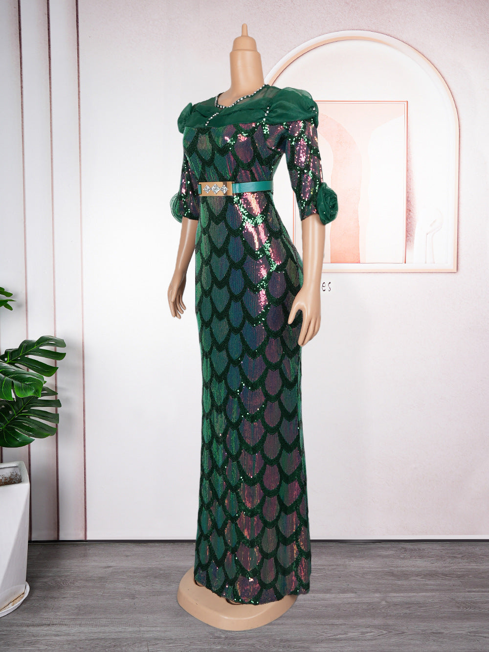 Plus Size Women Sequin Party Fishtail Dress 16