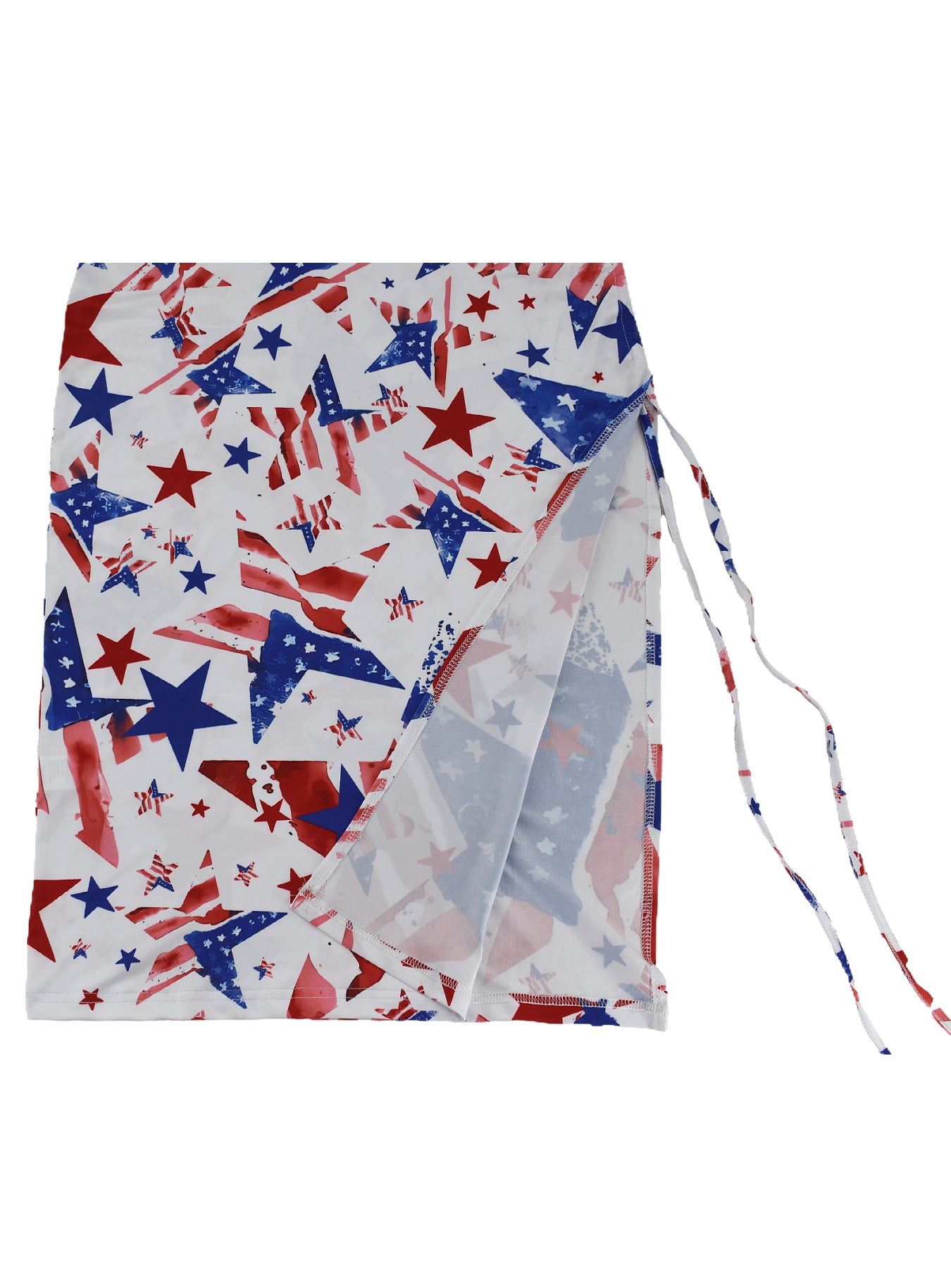Sexy Stars And Stripes Print Short Sleeve Drawstring Irregular Casual Dress 7
