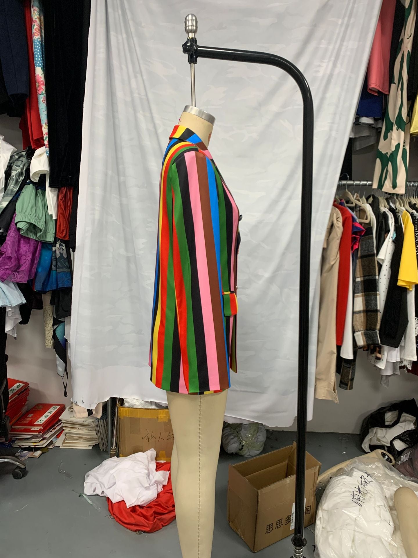 Women printed double-breasted Turndown Collar Blazer 7