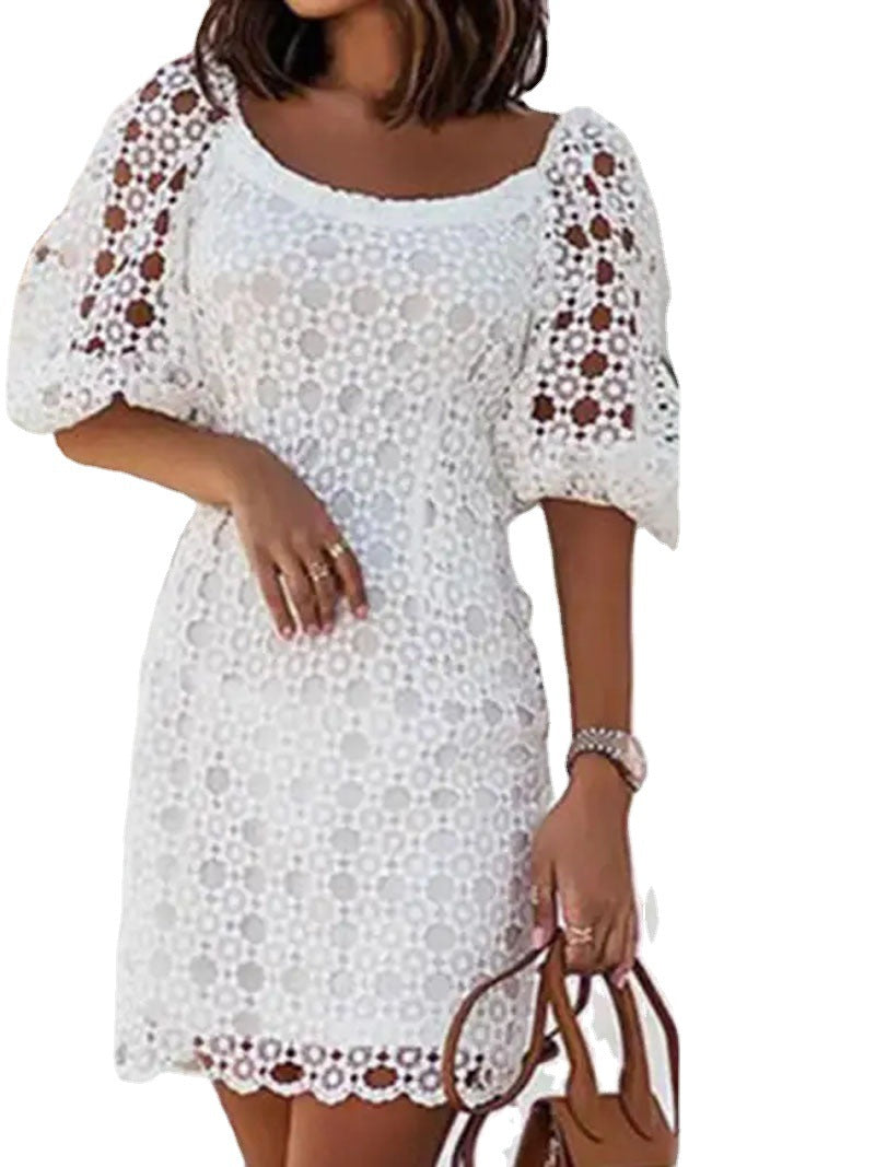 Women lace Round Neck Dress 6