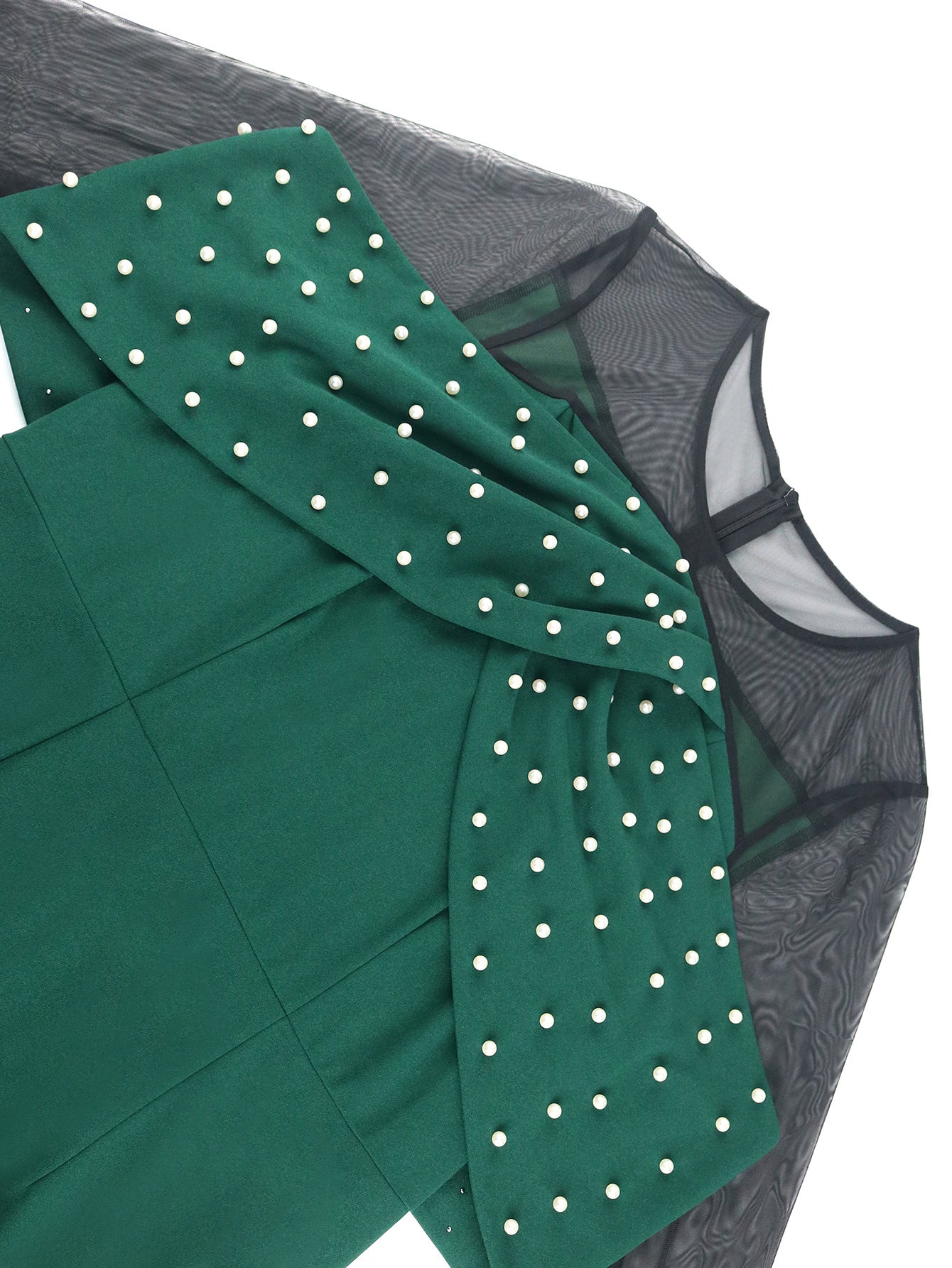 See-Through Long Sleeve High Waist Elegant Beaded High Waist Party Evening Long Dress 10