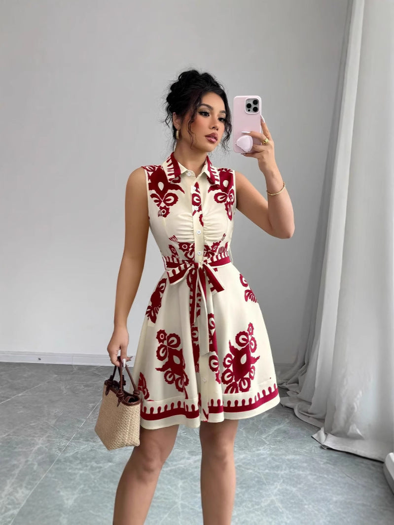 Women summer print sleeveless dress 6