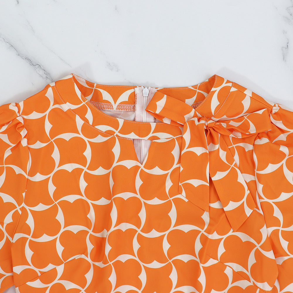 Chic Elegant Printed Three-Quarter Sleeve Casual Midi Dress 7