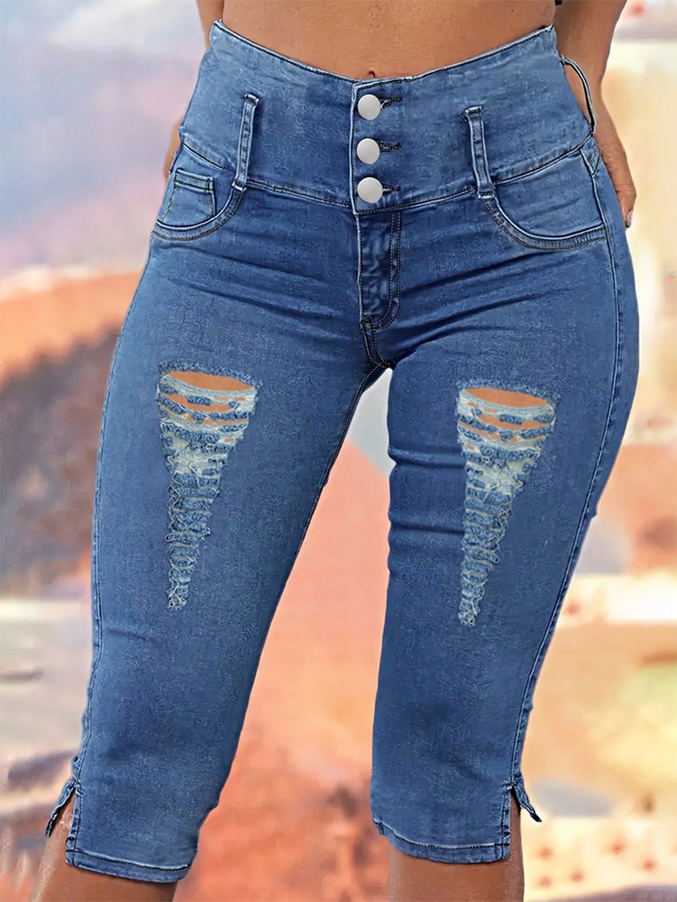 Women's Ripped Denim Jeans 4