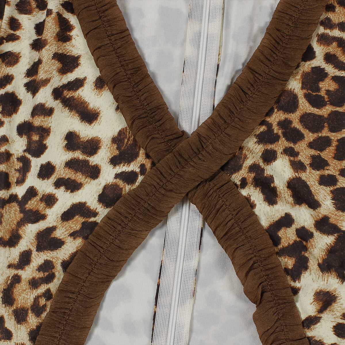 Fashion Slimming Sexy Patchwork Hollow Leopard Print Mesh See-Through Jumpsuit 12