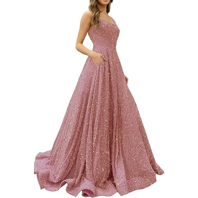 Luxury Sequin Prom Dress Side Slit Glitter Long A Line Formal Party Evening Dress(process time 3-7days) 28