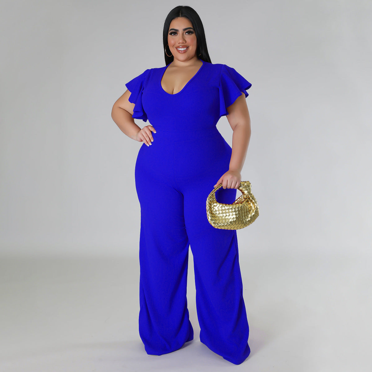 Plus Size Women's Multicolor Ruffle Pants Wide Leg Pants 6