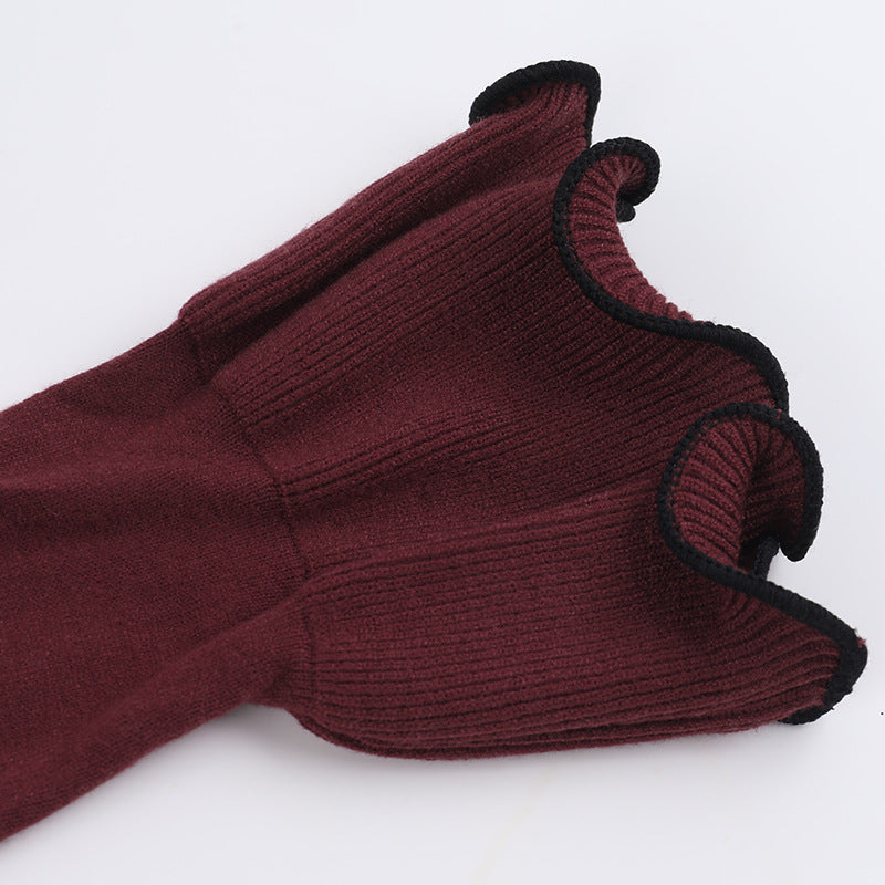 Autumn Chic Ruffled A-Line Long Sleeve Women Knitting Dress 16