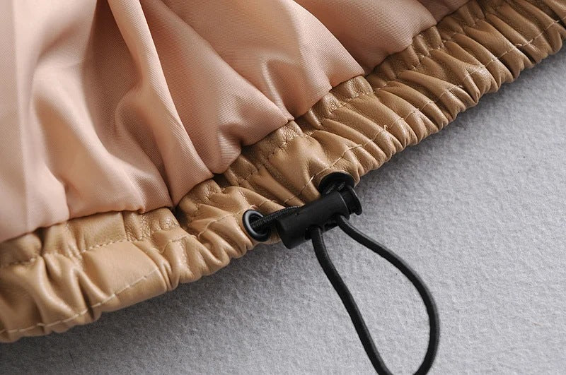 Leather Casual solid color leather cotton-padded Stand Collar jacket 49