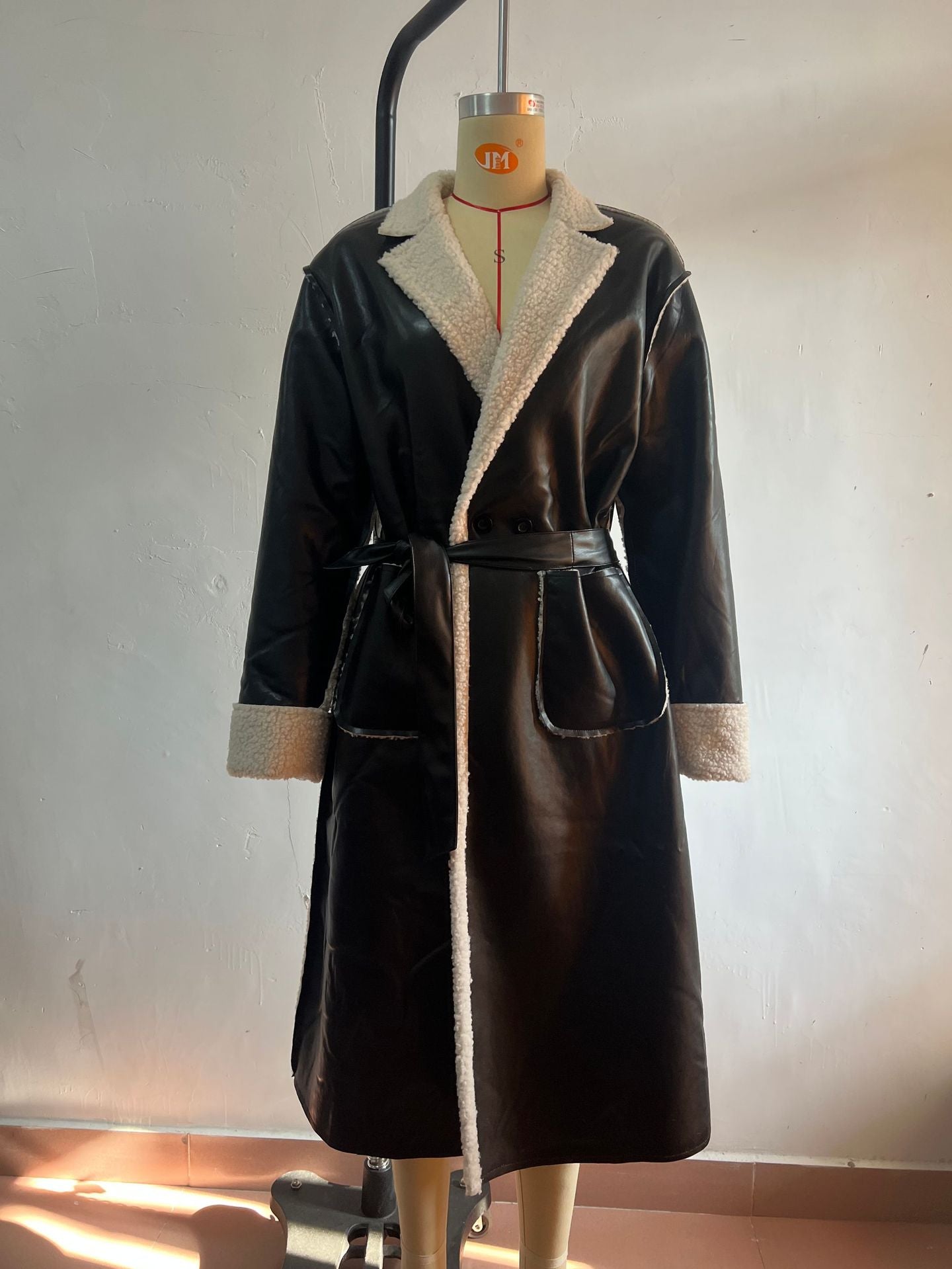 Autumn and winter Casual leather windbreaker loose fashion coat 7