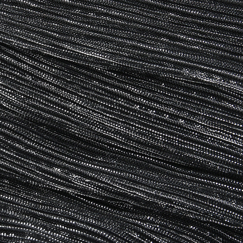 Sexy deep v steel ring pleated long sleeve dress 22