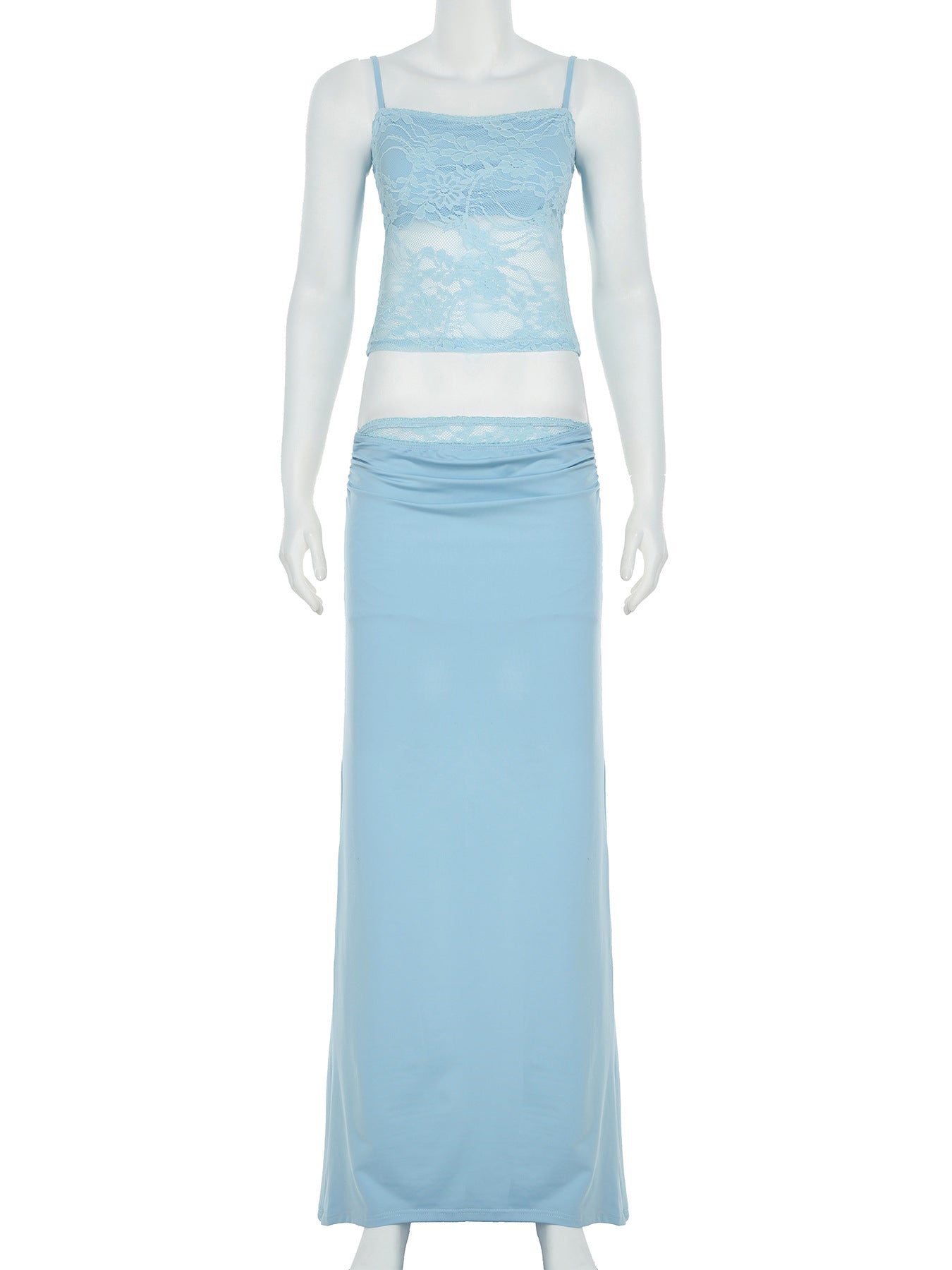 Spring sexy Lace Strap Vest Long skirt Two Piece Set 7