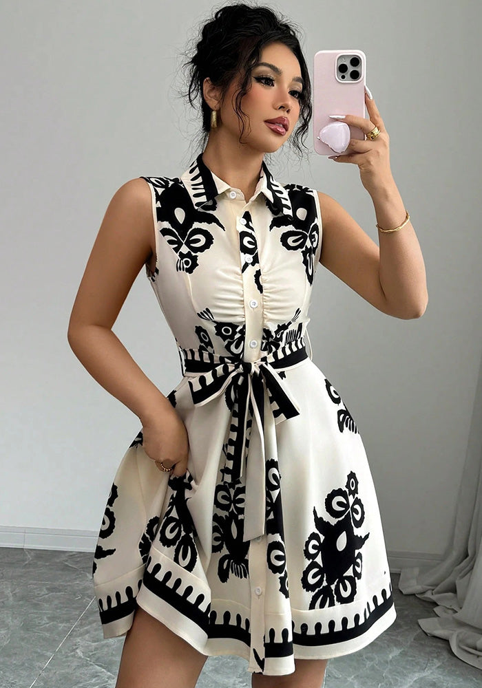 Women summer print sleeveless dress 5