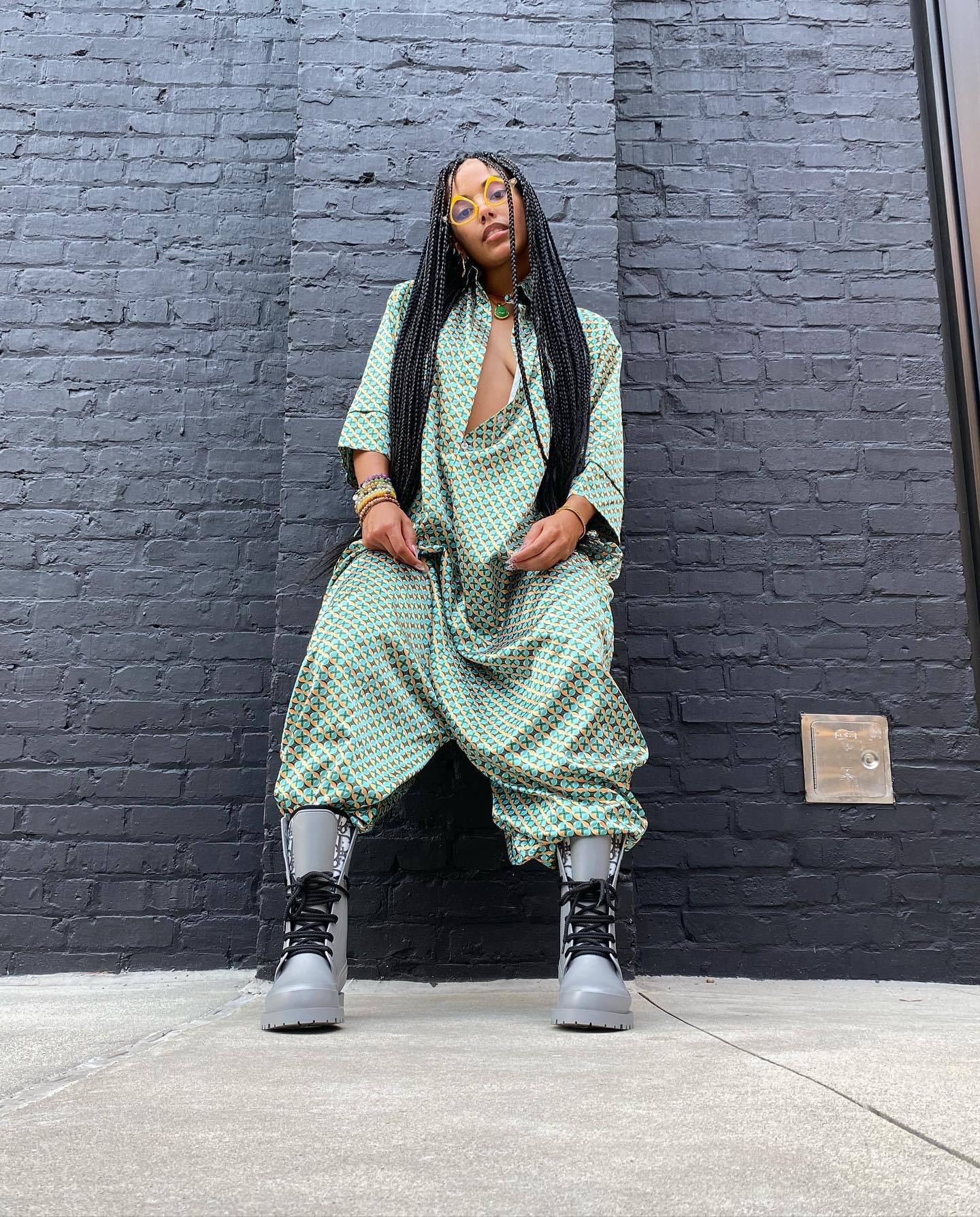 Fashionable Digital Printed Three-Quarter Sleeve  Loose Jumpsuit