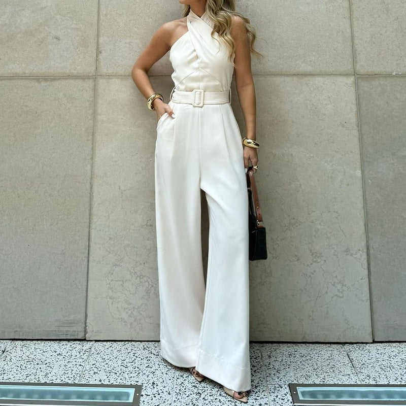 Summer Straight Halter Neck Jumpsuit Women's Clothing