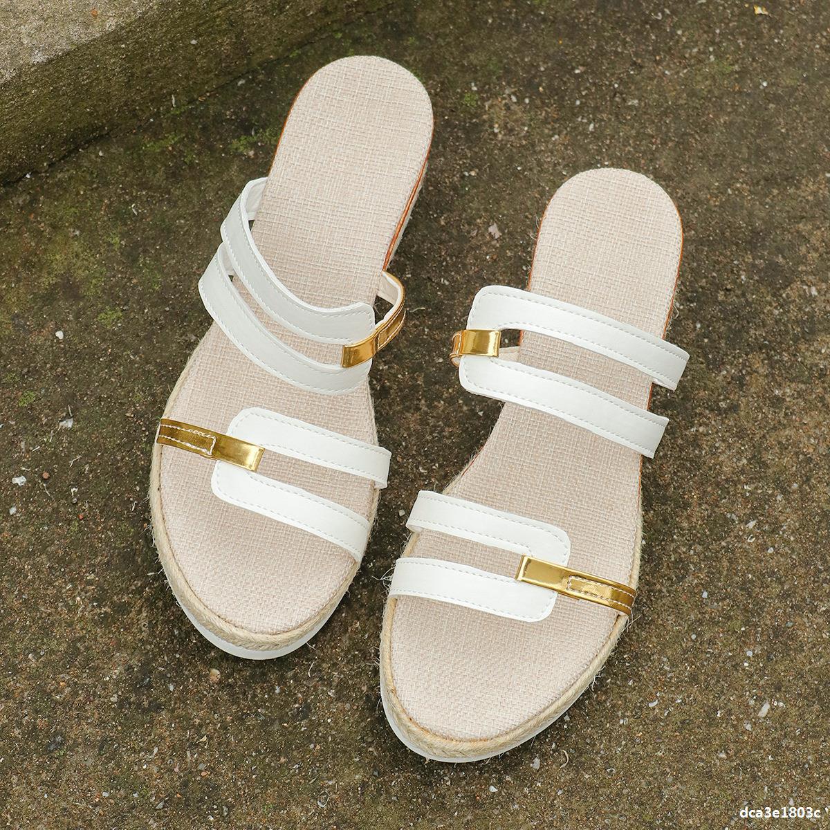 Summer Wedge Sandals Women's Fashion Buckled Thick Soled Plus Size Roman Sandals 8