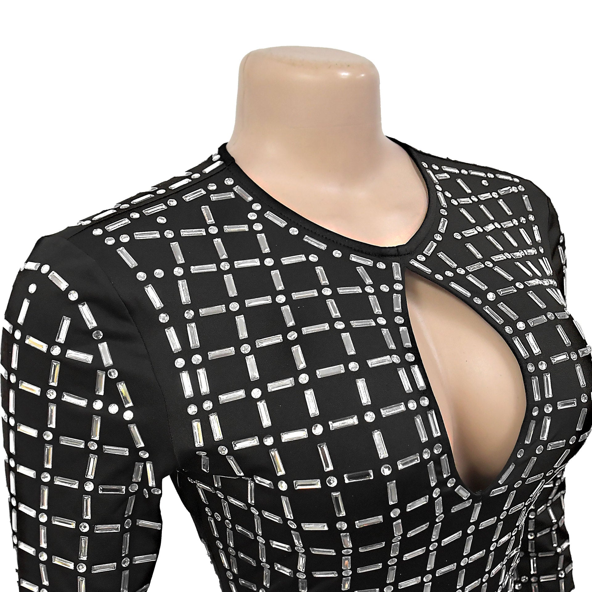 Women Sexy Beaded Long Sleeve Dress 23