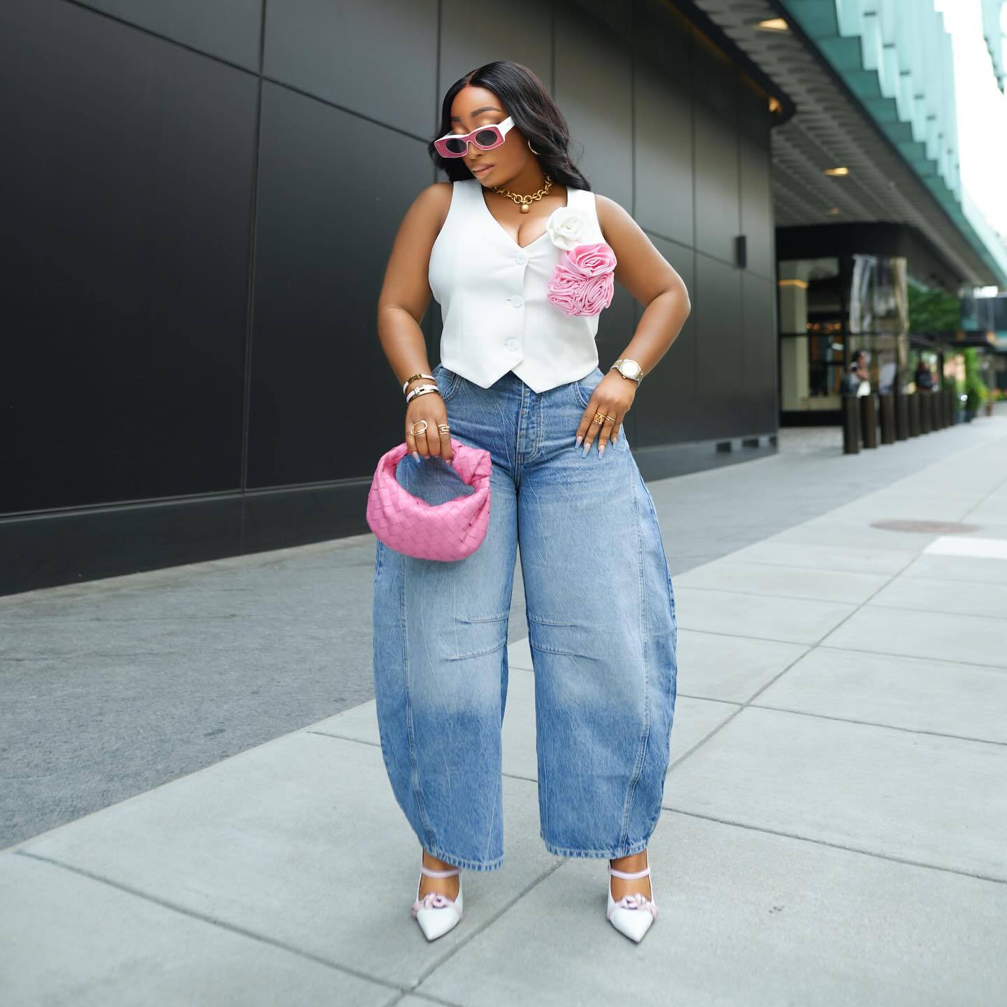 Women Summer Retro Denim Wide-leg Pants 4