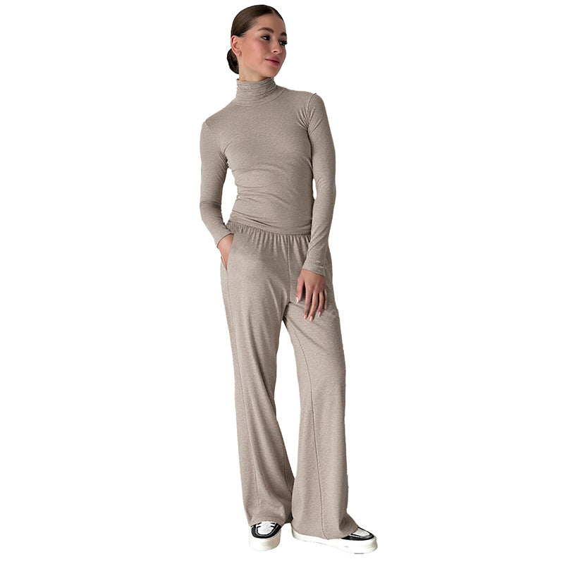 Women Fall/Winter Casual Turtleneck Long-Sleeved Top and Pants Two-Piece Set 28