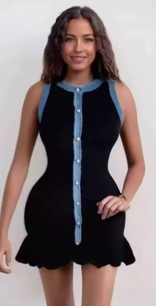 Summer Knitting Sleeveless Bodycon Short Dress 3