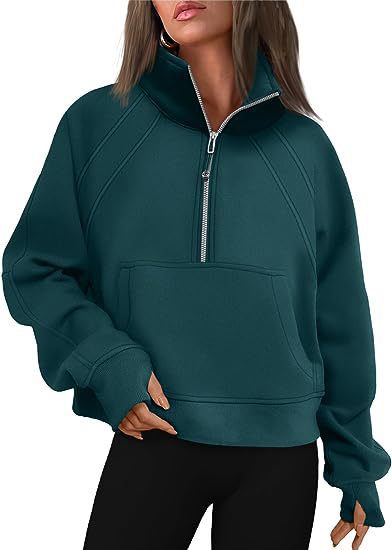 Autumn and Winter Women's Half-Zip Short Stand Collar Plush Solid Color Top 7