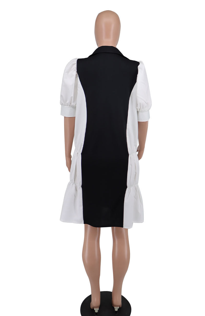 Women Loose Casual Color Block Dress 8