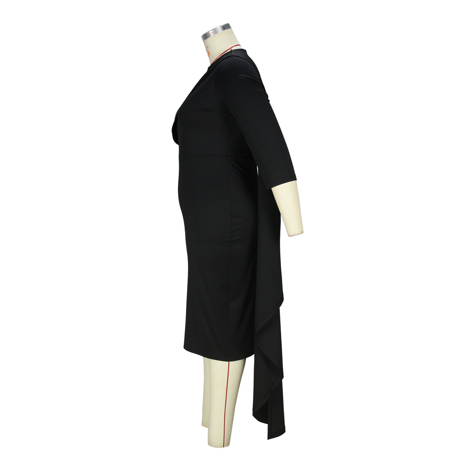 Plus Size Women Solid Patchwork Bodycon Dress 8