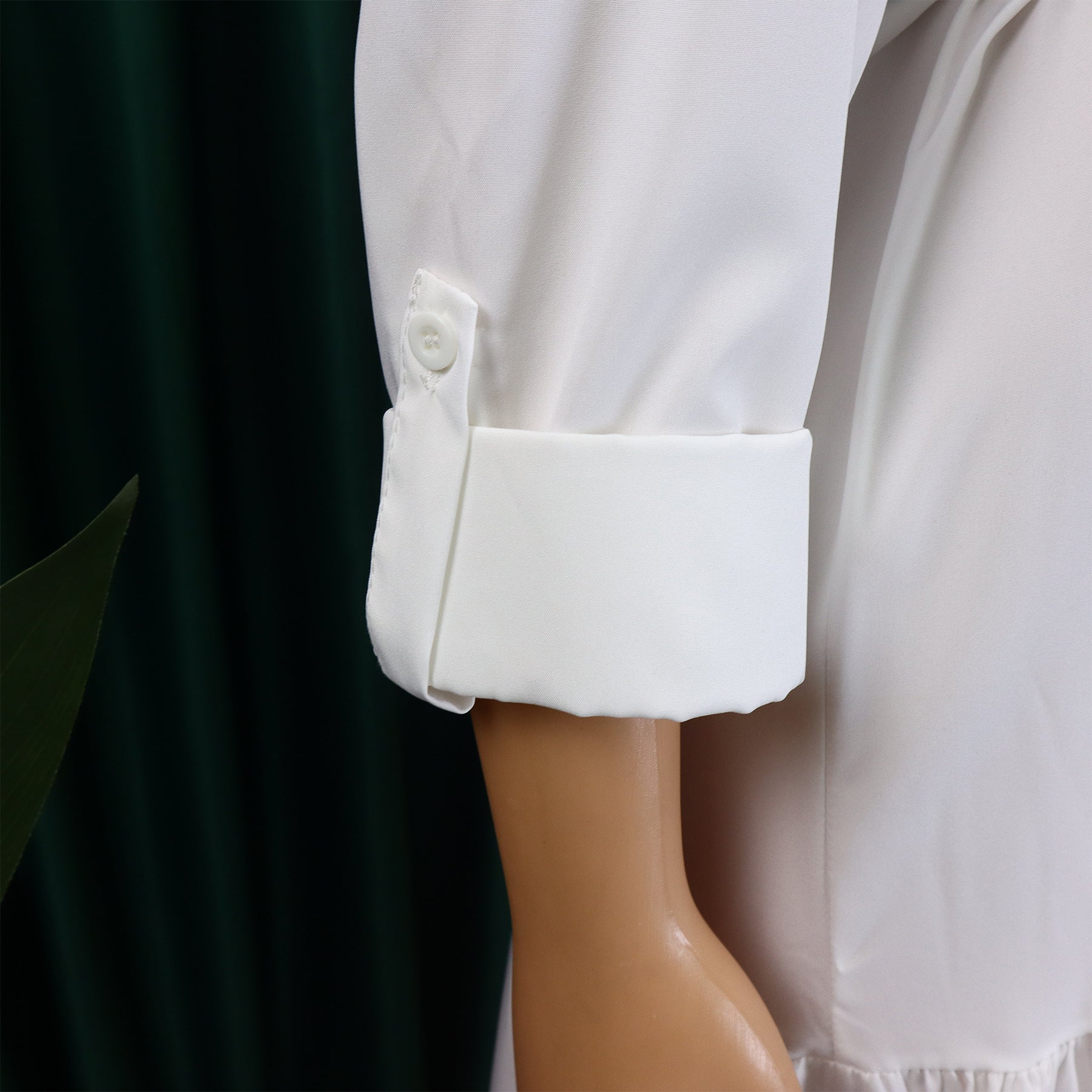 Women's Turndown Collar Solid Color Fashion Loose Casual Button Irregular Shirt Dress 38