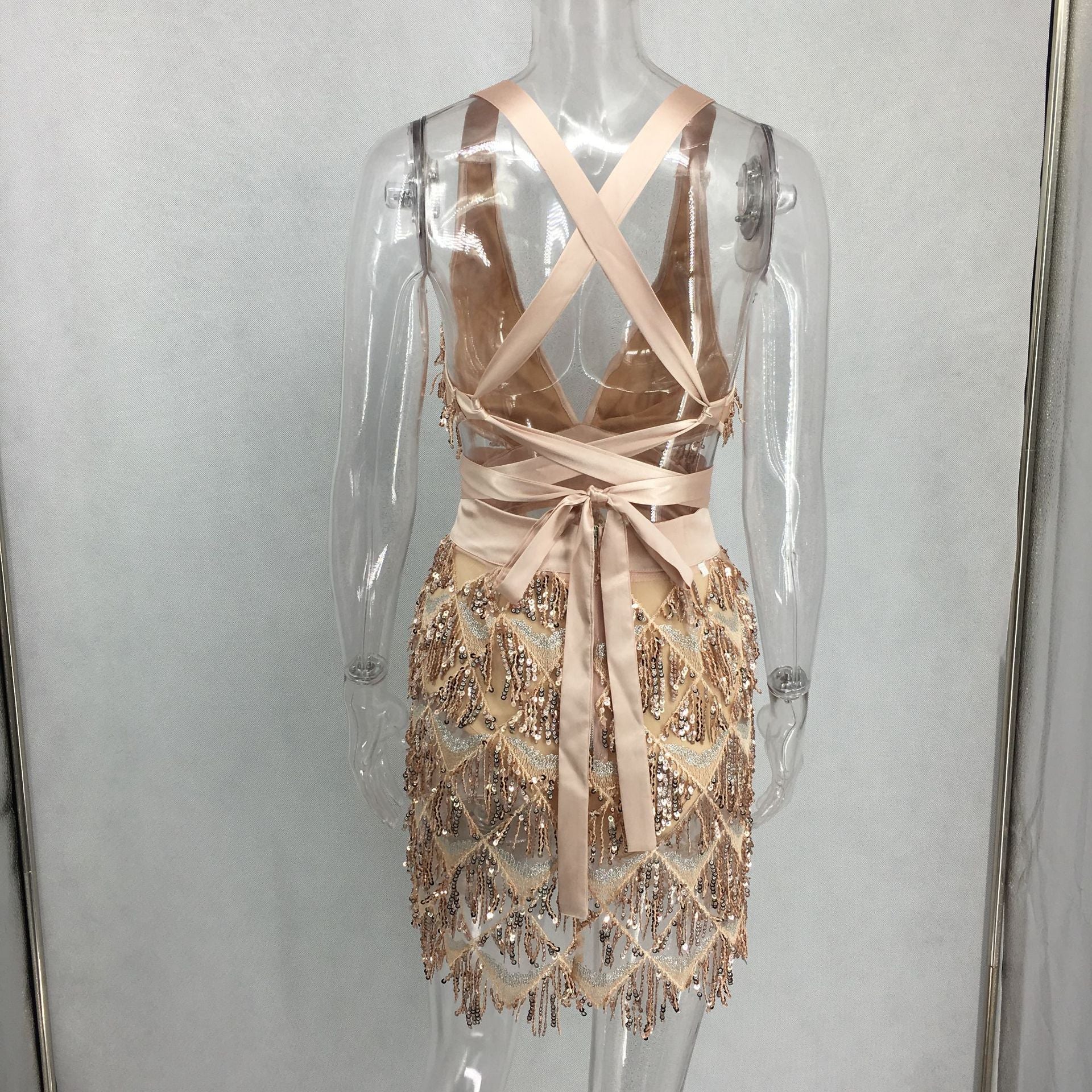 Women Summer Backless Sequin Dress 5