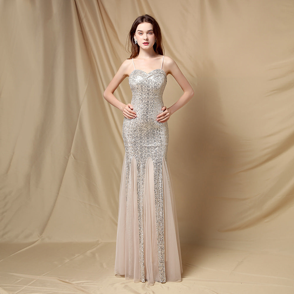 Summer Formal Sequins Strap Mermaid Evening Dress 7