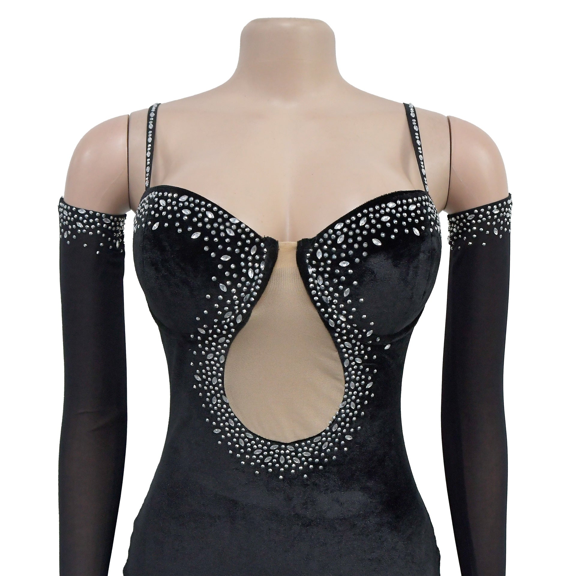 Women Solid Sexy Strapless Beaded Maxi Dress 18