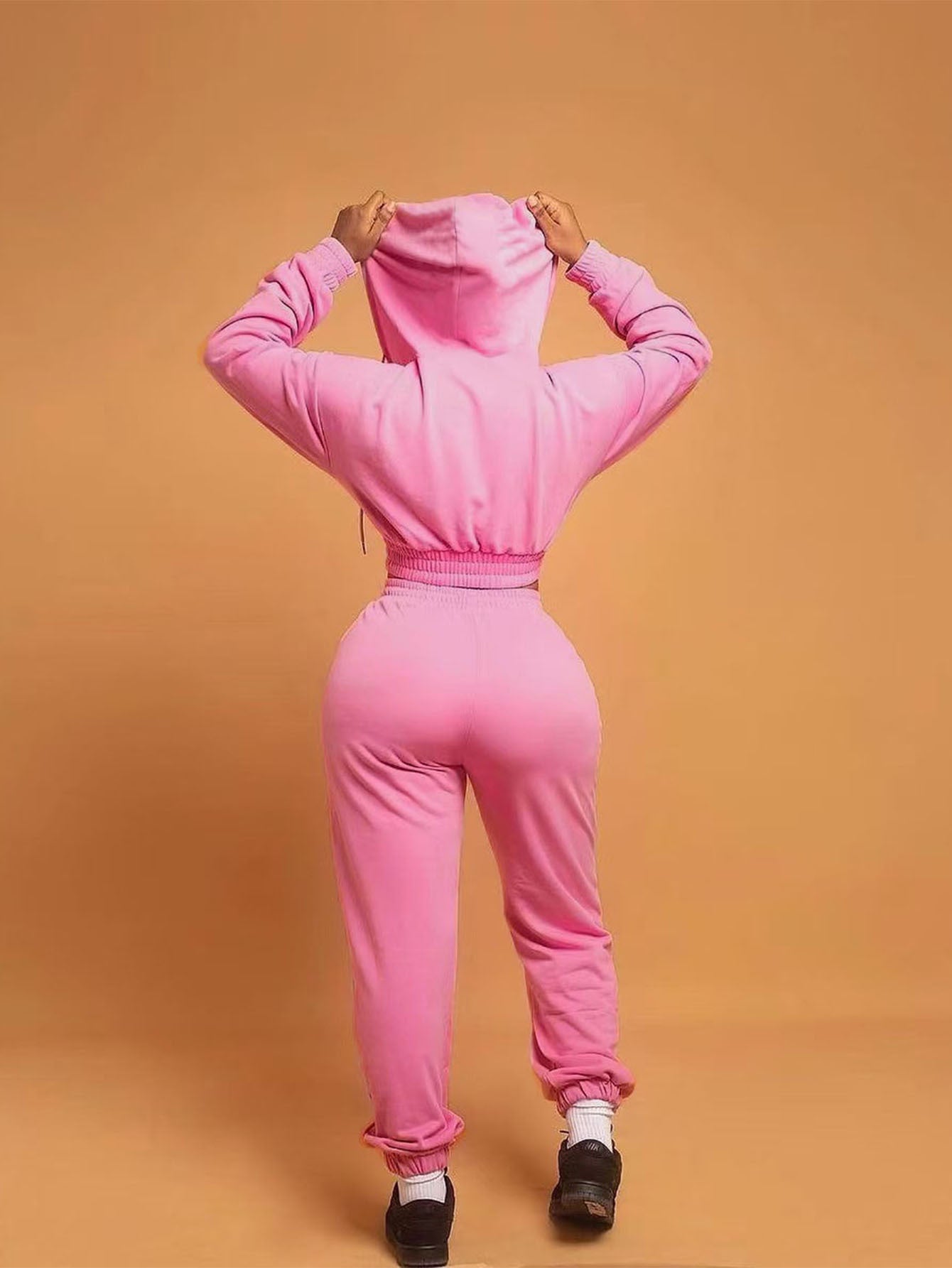 Women's Casual Loose Long Sleeve Zipper Hoodies Jacket Fitness Sweatpants Two Piece Tracksuit