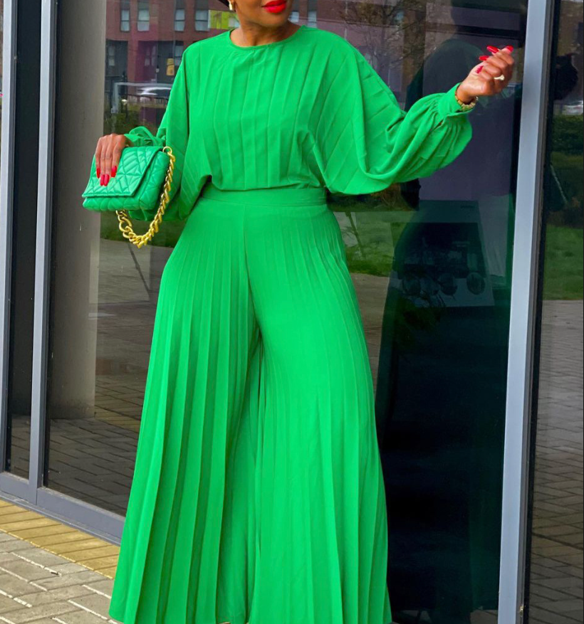 Plus Size Women Summer Loose Casual Shirt and Wide-leg Pants Two-Piece Set