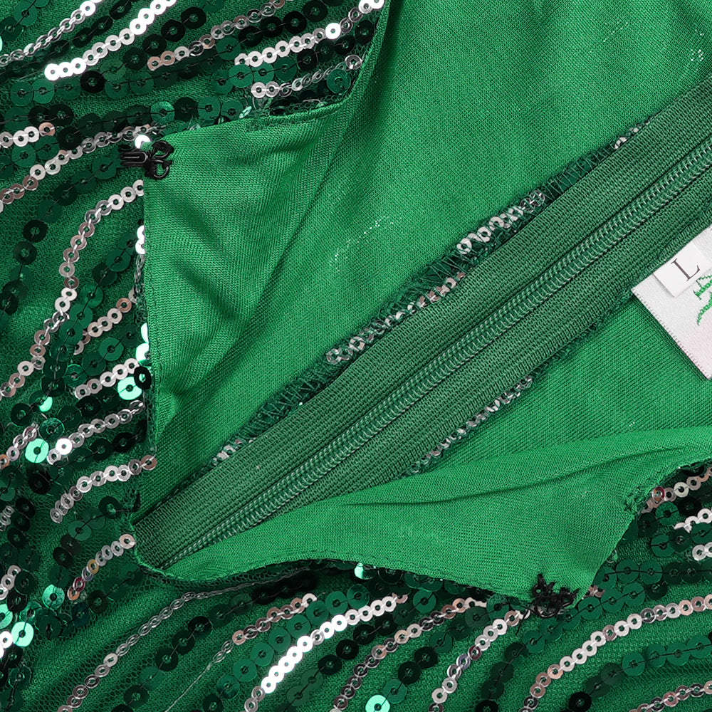 Sequin Formal Party Gown African Women's Plus Size Dress with Belt 16