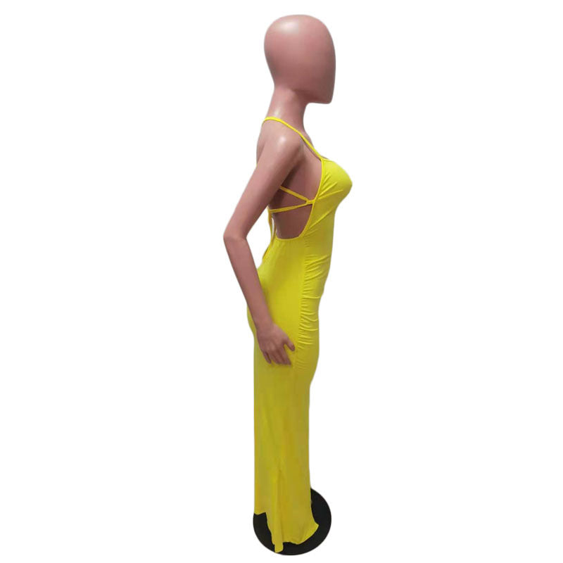 Women's Clothing Spring Summer Fashion Sexy Sling Pure Color Dress 24