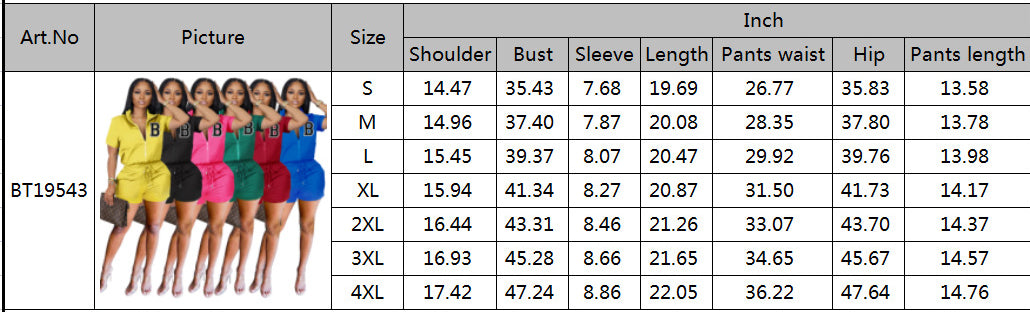 Spring Summer Fashion Sports Two-piece Women's Short Sleeve Zipper Top Shorts Set 34