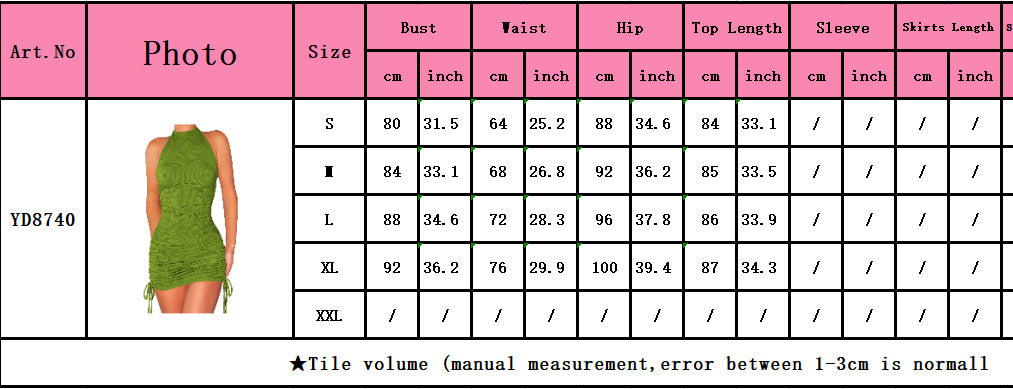 Women Sexy Halter Neck Ribbed Ruched Dress 9