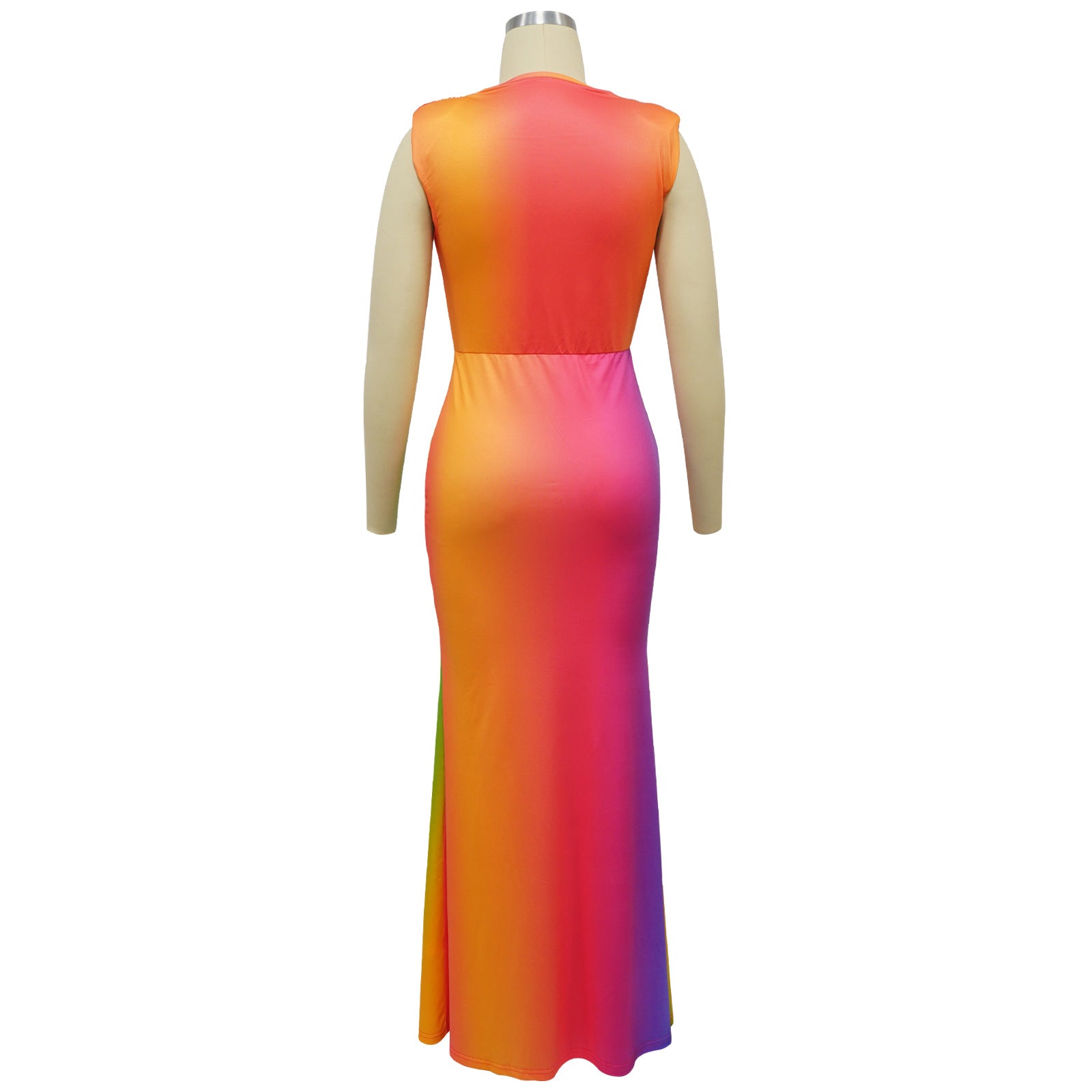 Fashion Women's Sleeveless Printed Sexy Deep V Slim Dress 12