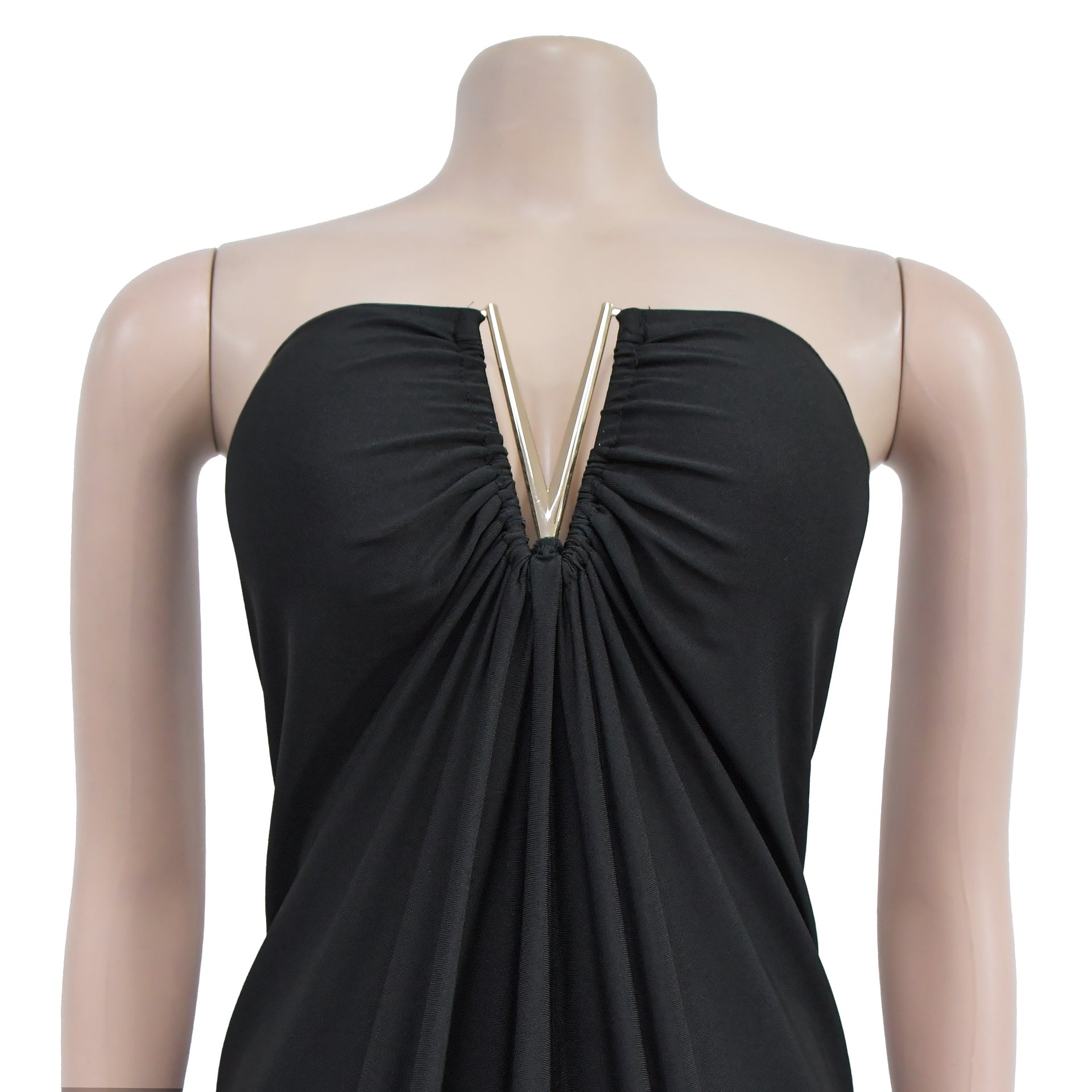 Women Solid Sexy V-Neck Dress 8